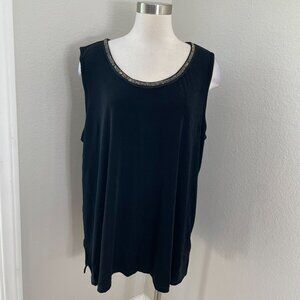 NEW Catherines Plus 2X Sleeveless Tank Top With Metallic Trim Stretch Shirt